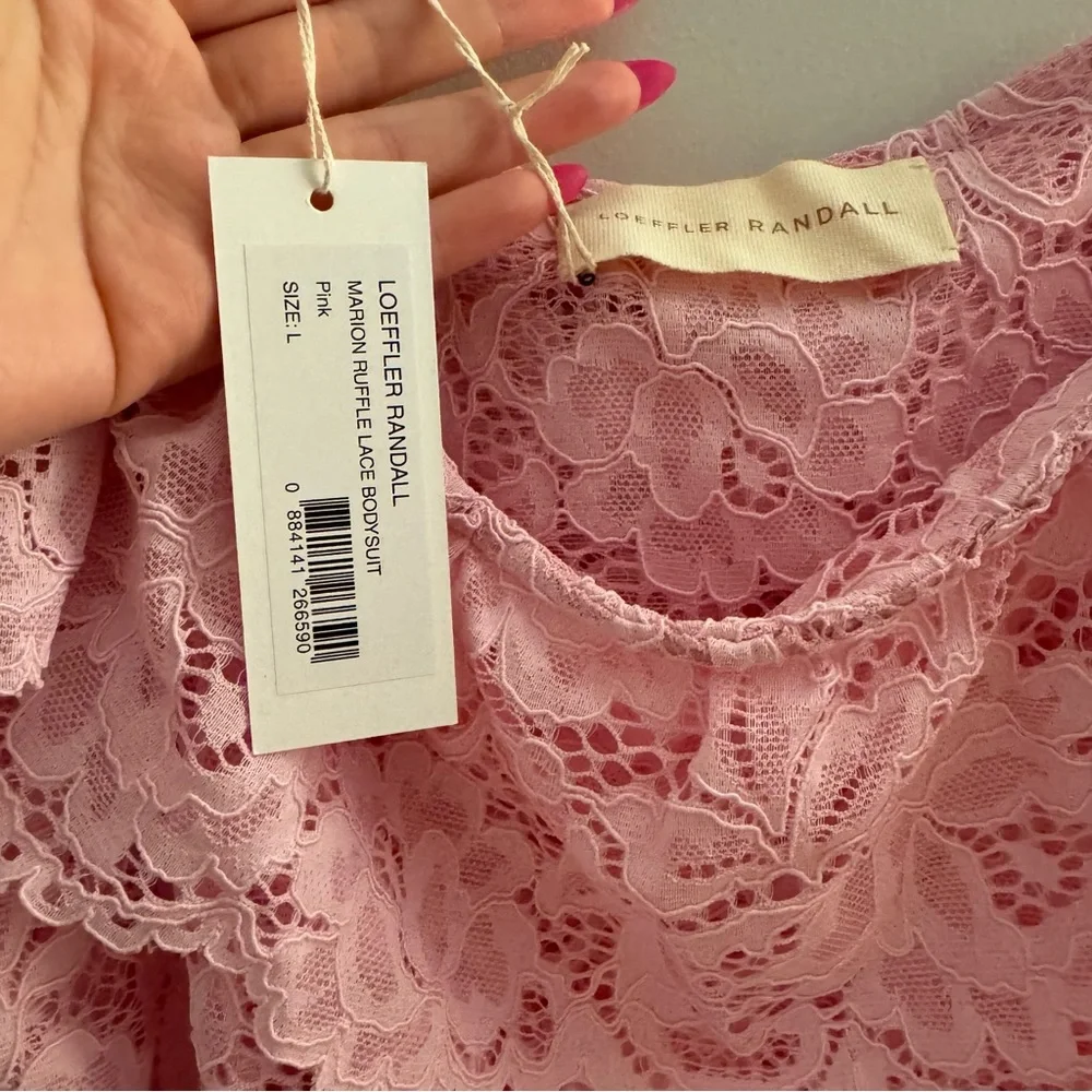 Loeffler randall pink lace bodysuit and skirt size L - Picture 3 of 10
